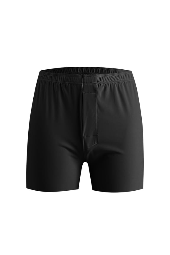Men's Cooling Boxer Shorts Breathable Mens Seamless Underwear with Button Fly, Loose Fit Comfortable Sleep Shorts Bottoms Big and Tall Size L-5XL Black