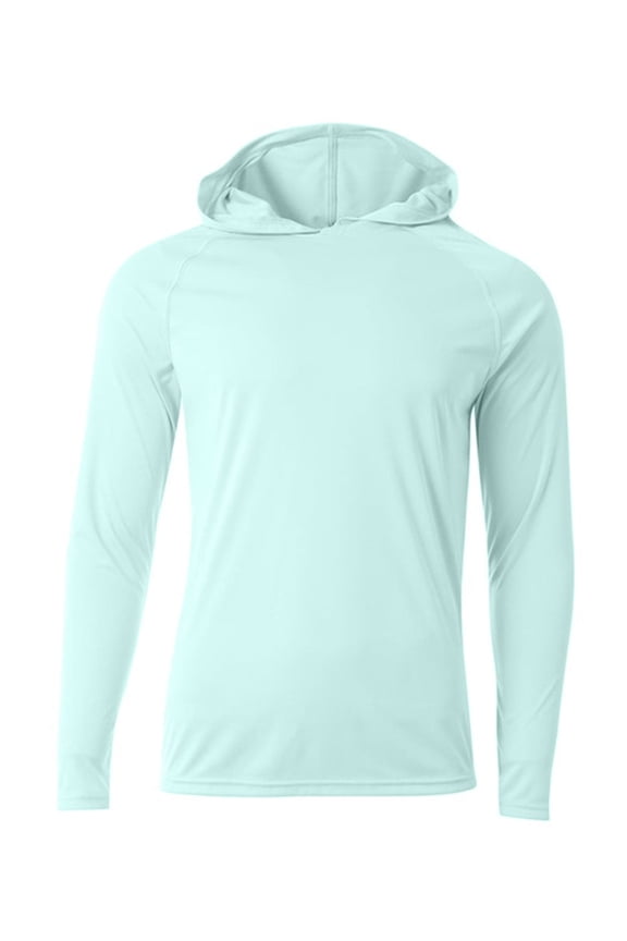 Men's Cooling Performance Long-Sleeve Hooded T-shirt - PASTEL MINT - 3XL