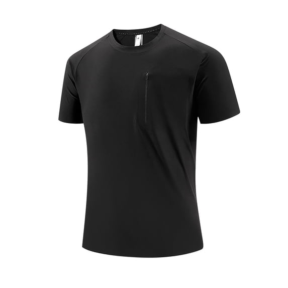 Men's Cooling Sport Shirt, Breathable Quick-Dry Short Sleeve, Loose Fit Seamless Workout Top with Chest Pocket for Athletic Casual Wear