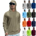 thumbnail image 1 of Men's Cooling UV Protection Hooded Shirts UPF 50+ Long Sleeve Quick Dry Athletic Tops for Daily Outdoor Wear White L, 1 of 4