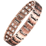 ZDWQFA Men's Copper Magnetic Bracelet Elegant 99% Solid Copper Bracelets with Double-Row Strong Magnets, Magnetic Field Therapy Bracelet