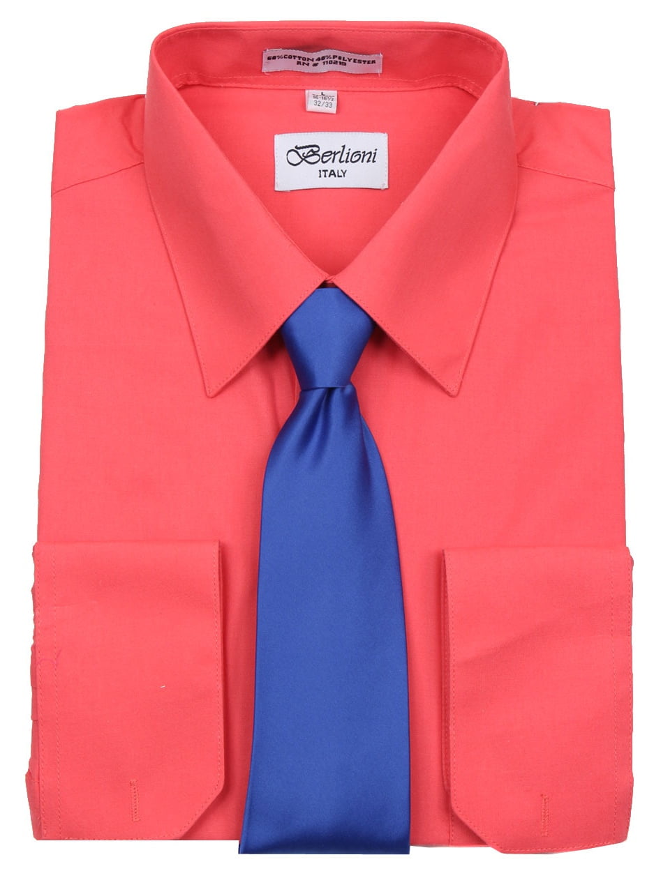 Men's Black Solid Dress Shirt and Tie Set - Walmart.com