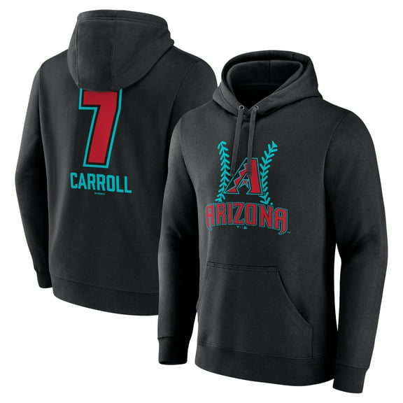 Men's Corbin Carroll Black Arizona Diamondbacks Name & Number Fastball Pullover Hoodie