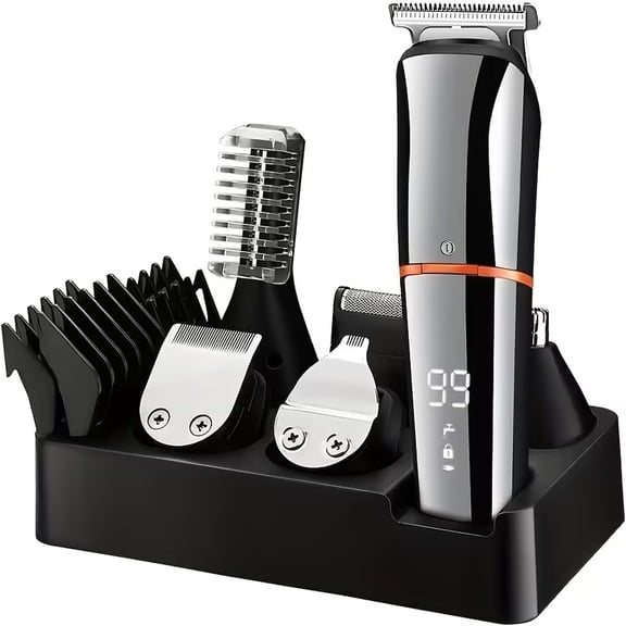 Men's Cordless Beard Trimmer - USB Rechargeable Grooming Kit with LED Display for Precision Trimming