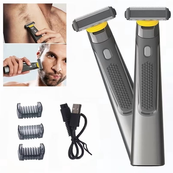 Men's Cordless Electric Shaver and Grooming Kit - Portable Rechargeable Beard Trimmer with 3 Adjustable Guide Combs for Personalized Grooming
