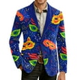 thumbnail image 1 of Men's Corduroy Blazer - Carnival Printed Warm Pocket Casual Suit Jacket, Blue, L, 1 of 6