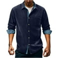 thumbnail image 1 of Men's Corduroy Button Down Shirt Long Sleeve Casual Collared Wrinkle Free Shirts Lightweight Spring Fall Overshirts with Pocket, 1 of 6