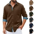 thumbnail image 1 of Men's Corduroy Button Down Shirt Long Sleeve Casual Collared Wrinkle Free Shirts Lightweight Spring Fall Overshirts with Pocket, 1 of 6