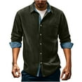 thumbnail image 1 of Men's Corduroy Button Down Shirt Long Sleeve Casual Collared Wrinkle Free Shirts Lightweight Spring Fall Overshirts with Pocket, 1 of 6
