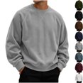 thumbnail image 1 of Men's Corduroy Crewneck Sweatshirt Raglan Long Sleeve Pullover Loose Fit Ribbed Knit Streetwear Top for Fall Winter Casual Travel Cozy Shirt, Gray, M, 1 of 1
