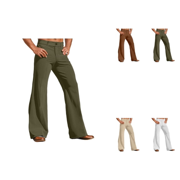 Men's Corduroy Flared Dress Pants – Vintage 60s 70s Bell Bottom Trousers with Stretch, Slim Fit, Pockets for Casual, Business, Party & Holiday Wear