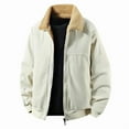 thumbnail image 1 of Men's Corduroy Fleece Jackets Thick Sherpa Lined Jacket Turn Down Collar Full Zip Up Winter Warm Thermal Coats, 1 of 8