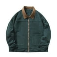 thumbnail image 1 of Men's Corduroy Full Zip Work Jacket Regular Fit Long Sleeve Soft Flannel Casual Collared Sport Coat with Pockets (X-Large, Green), 1 of 3