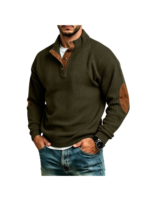 Men's Corduroy Henley Long Sleeve Sweatshirt - Casual Pullover Top for Everyday Style, Textured Fall Fashion