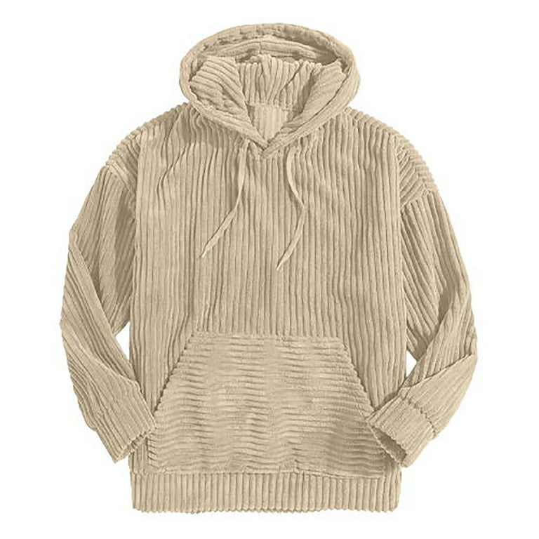 Men's Corduroy Hooded Sweatshirts Fall Long Sleeve Sweatshirts