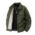 thumbnail image 1 of Men's Corduroy Jacket Button Up Lapel Casual Long Sleeve Flap Pocket Coat Solid Color Overshirt with Pockets, 1 of 4