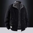 thumbnail image 1 of Men’s Corduroy Jacket Winter Wind-Proof Fleece Lined Collared Vintage Coat (Black XXXXL), 1 of 4