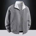 thumbnail image 1 of Men’s Corduroy Jacket Winter Wind-Proof Fleece Lined Collared Vintage Coat (Grey L), 1 of 4