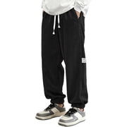 Mens Corduroy Joggers with Elastic Waist & Drawstring - Tapered Casual Pants Comfort Fit