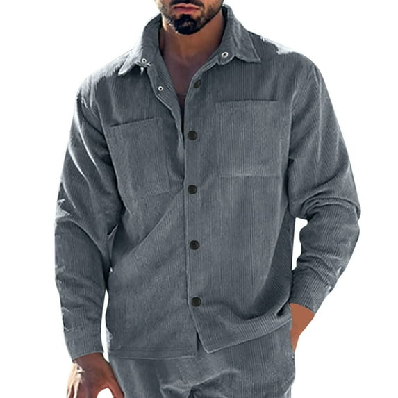 Men's Corduroy Long Sleeve Shirt Jacket Casual Outwear Coat with Pocket Stylish Comfortable Durable Versatile Fashionable Men's Oversized Tee Summer Tops Streetwear