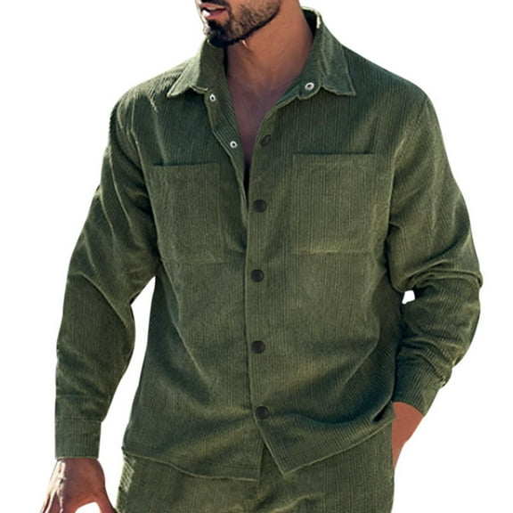 Men's Corduroy Long Sleeve Shirt Jacket Casual Outwear Coat with Pocket Stylish Comfortable Durable Versatile Fashionable Men's Oversized Tee Summer Tops Streetwear