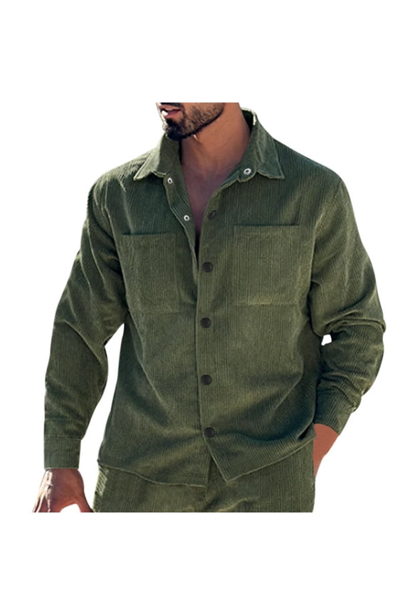 Men's Corduroy Long Sleeve Shirt Jacket Casual Outwear Coat with Pocket Stylish Comfortable Durable Versatile Fashionable Men's Oversized Tee Summer Tops Streetwear