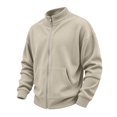 thumbnail image 1 of Men's Corduroy Mock Neck Zip Up Jacket Cardigan Sweatshirt for Fall Outfits Stand Collar for Casual Cool Weather, 1 of 6