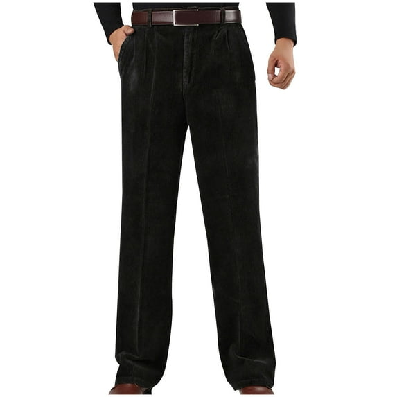 Men's Corduroy Pants Elastic Waist Drawstring Harem Pants Fashion Loose Casual Long Trousers Men Solid Color Straight Tube Velvet High Waist Zipper Pocket Corduroy Trousers with Pockets