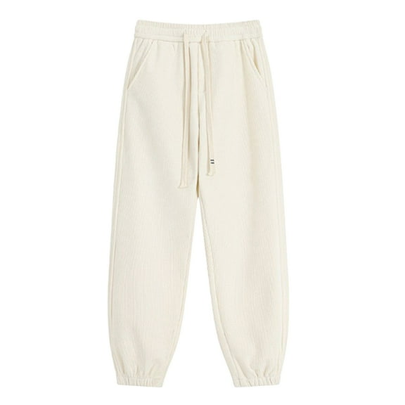 Men's Corduroy Pants Elastic Waist Drawstring Harem Pants Fashion Loose Casual Long Trousers Trend Solid Color Corduroy Pants Large Size Pants with Pockets