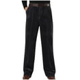 thumbnail image 1 of Men's Corduroy Pants Elastic Waist Drawstring Harem Pants Fashion Loose Casual Long Trousers Men Solid Color Straight Tube Velvet High Waist Zipper Pocket Corduroy Trousers with Pockets, 1 of 7