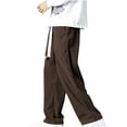 thumbnail image 1 of Men's Corduroy Pants Elastic Waist Drawstring Straight-Legs Pants Fashion Loose Casual Long Trousers With Pockets, 1 of 2