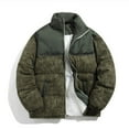 thumbnail image 1 of Men's Corduroy Puffer Jackets Long Sleeve Stand Collar Winter Coat Thickened Warm Zip Up Warm Down Jackt for Cold Weather Army Green L, 1 of 4