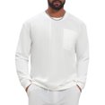 thumbnail image 1 of INSPIRE CHIC Men's Corduroy Panel Sweatshirt Crew Neck Long Sleeve Pullover Top L White, 1 of 4