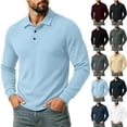 thumbnail image 1 of Men's Corduroy Pullover Polo Shirt Long Sleeve Slim Fit Business Casual Golf Top, 1 of 8
