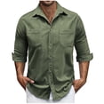 thumbnail image 1 of Men's Corduroy Shirt Causal Long Sleeve Solid Color Button Down Shirts Jackets Fall Retro Lightweight Loose Fit Shackets with Pockets, 1 of 5