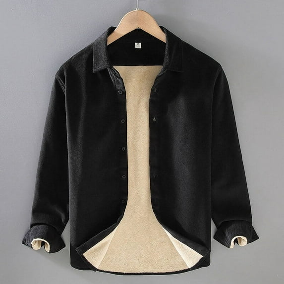 Men's Corduroy Shirt Cotton Fleece Lined Jacket