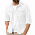 thumbnail image 1 of Men's Corduroy Shirt Jacket Long Sleeve Button Down Collared Shirt Lightweight Casual Shirt with Flap Pockets for Coffee Runs, 1 of 9