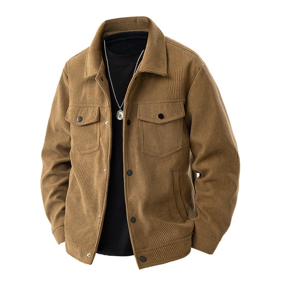 Men's Corduroy Shirt Jacket Retro Western Shacket Button Down Jackets With Flap Pockets Fall Winter Casual Coats L
