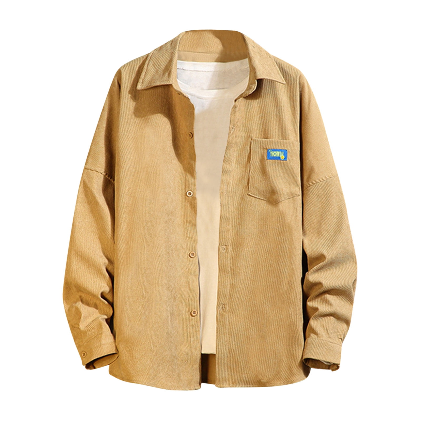 Men casual corduroy shirt loose shirt coat turndown collar shirt jacket outlet