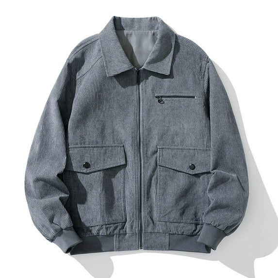Men's Corduroy Shirts Button Down Shirts Casual Long Sleeve Shacket Jacket Lapel Collar Coat Outwear