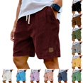 thumbnail image 1 of Men's Corduroy Shorts Casual Elastic Waist Drawstring Beach Shorts Summer Lightweight Loose fit Shorts with pockets Wine L, 1 of 8
