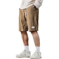 thumbnail image 1 of Men's Corduroy Shorts Casual Elastic Waist Drawstring Lightweight Summer Beach Shorts Brown XL, 1 of 4