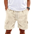 thumbnail image 1 of Men's Corduroy Shorts Casual Elastic Waist Drawstring Lightweight Summer Beach Shorts, 1 of 7