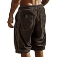 thumbnail image 1 of Men's Corduroy Shorts Elastic Waist Drawstring Cargo Short Multi-Pocket Lightweight Summer Casual Beach Shorts Brown 3XL, 1 of 3