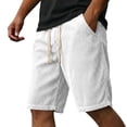 thumbnail image 1 of Men's Corduroy Shorts Loose Fit Ribbed Texture Casual Summer Beach Shorts Elastic Waist Drawstring Pockets Streetwear Lounge Shorts White 3XL, 1 of 2