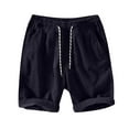 thumbnail image 1 of Men's Corduroy Shorts with Pockets - Drawstring Elastic Waist, for Spring/Summer Beach, 1 of 4