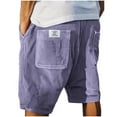 thumbnail image 1 of Men's Corduroy Solid Color Shorts Vintage Drawstring Elastic Waist Casual Shorts Straight Wide Leg Shorts, 1 of 5
