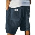 thumbnail image 1 of Men's Corduroy Solid Color Shorts Vintage Drawstring Elastic Waist Casual Shorts Straight Wide Leg Shorts, 1 of 5