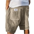 thumbnail image 1 of Men's Corduroy Solid Color Shorts Vintage Drawstring Elastic Waist Casual Shorts Straight Wide Leg Shorts, 1 of 5