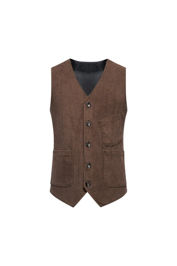 Men's Corduroy Suit Vest V Neck Cowboy Vest Vintage 5 Snaps Western Business Vests Casual Waistcoat for Wedding Prom